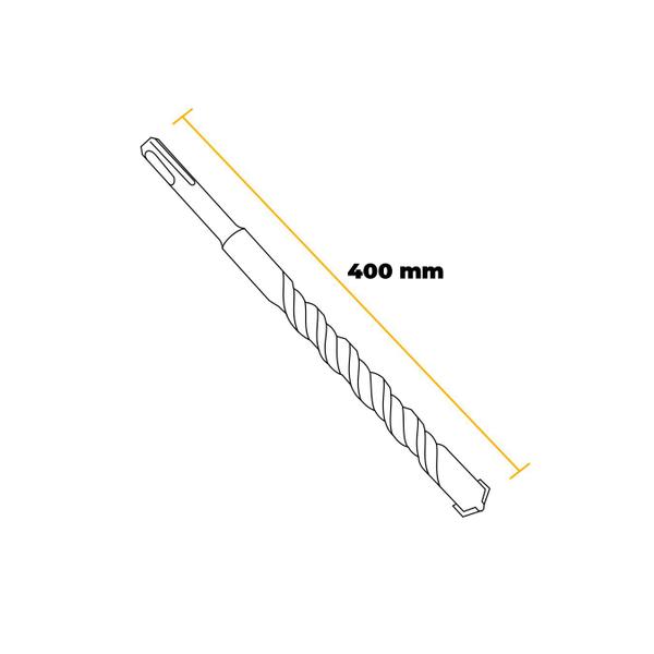 Imagem de Broca de 20 X 400 Mm Em Metal Duro Com Encaixe Em Marteletes Sds Plus Para Concreto E Parede Mtx