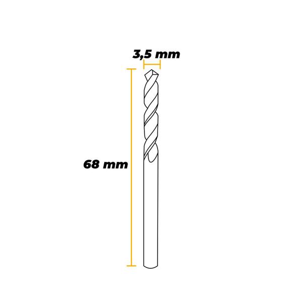 Imagem de Broca de 3,5 Mm Em Aço Rápido Polido Com Haste Cilíndrica Para Metal Ctc-01700035 Ctpohr