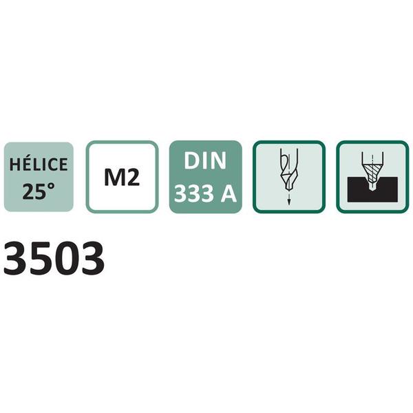 Imagem de Broca De Centrar HSS - Med. 1,25 X 3,15 mm - Corte à Direita, DIN 333 A - INDAÇO