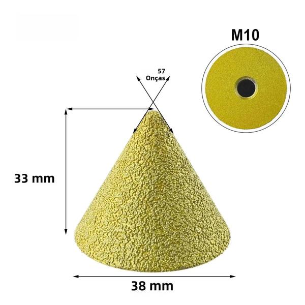 Imagem de Broca de Diamante Cônica M10 - 38/50mm - Para Rebolo, Polimento, Cerâmica e Corte