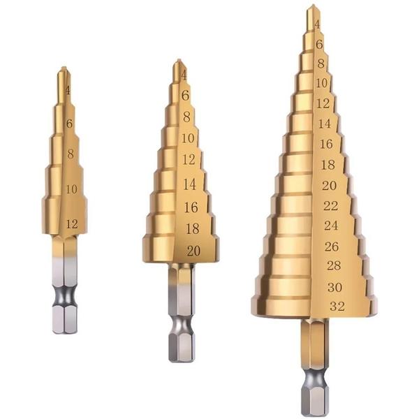 Imagem de Broca De Passo De Haste Hexagonal 1/4 Revestida De Titânio 4-12mm 4-20mm 4-32mm HSS Aço De Alta