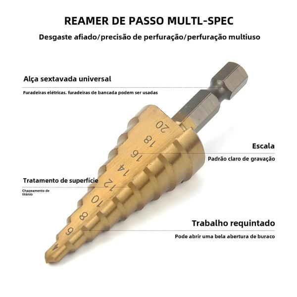 Imagem de Broca De Passo De Haste Hexagonal 1/4 Revestida De Titânio 4-12mm 4-20mm 4-32mm HSS Aço De Alta