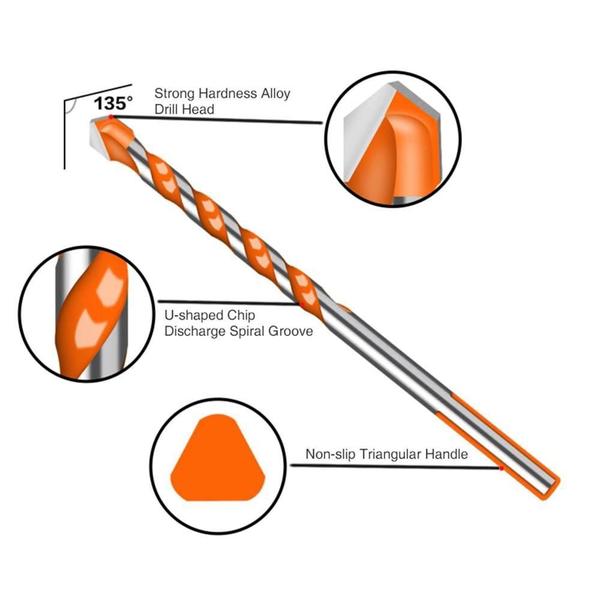 Imagem de Broca De Torção Triangular Fura Tudo 6Mm 8Mm Kit 10 Unidades