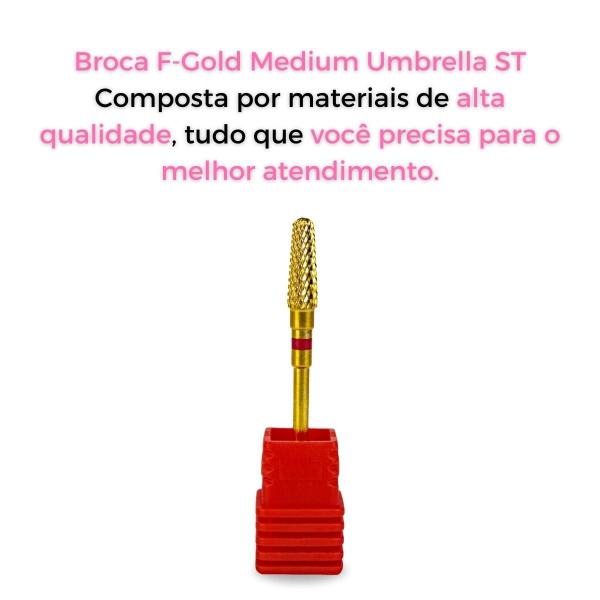 Imagem de Broca De Tungstênio Dourada F-Gold Umbrella Média St Unhas