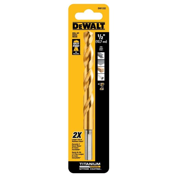 Imagem de Broca DEWALT DW1332 com haste reduzida de nitreto de titânio de 1/2"