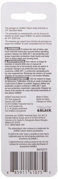 Imagem de Broca DEWALT DWA1208 1/8 Pilot Point Industrial Cobalto Steel