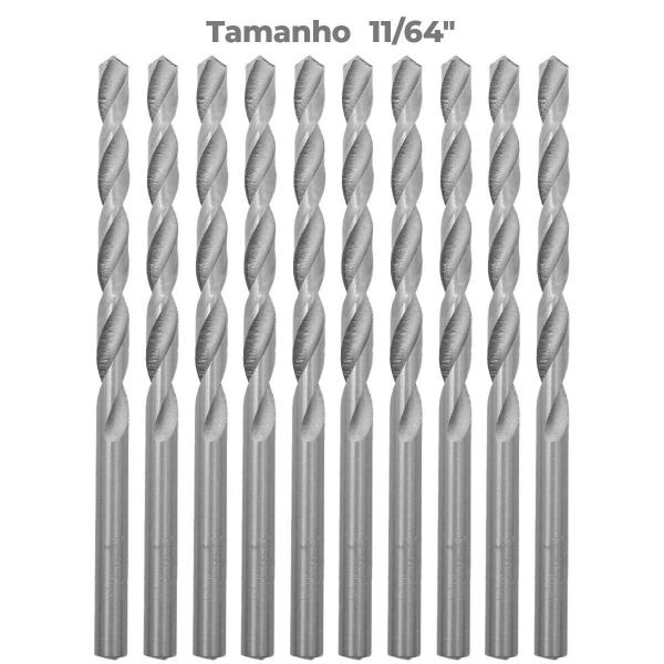 Imagem de Broca Em Hss Aço Rápido Din 338 11/64 Com 10 Un Tradestar
