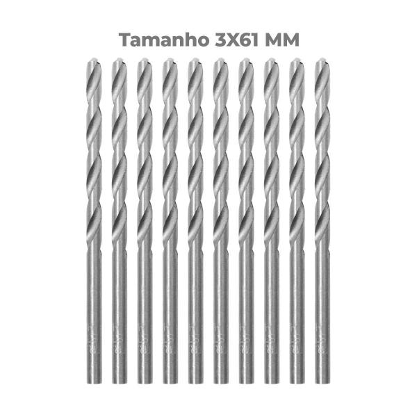 Imagem de Broca Em Hss Aço Rápido Din 338 3X61Mm Com 10 Un Tradestar