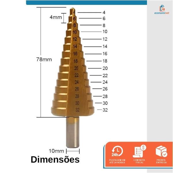 Imagem de Broca Escalonada Em Aço Rápido 4 A 32Mm Starfer