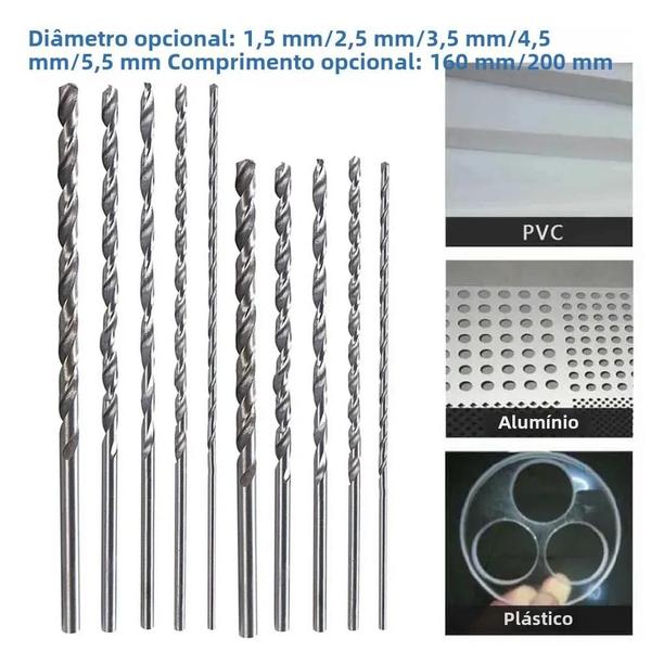 Imagem de Broca Helicoidal De Haste Reta De Aço De Alta Velocidade HSS Extra Longa 1,5-5,5 Mm De Diâmetro