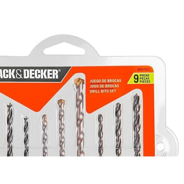 Imagem de Broca Kit Black+Decker Com (9 Pecas Widea) (5/6/8Mm Aco Rapido) (4/5/6Mm Madeira)