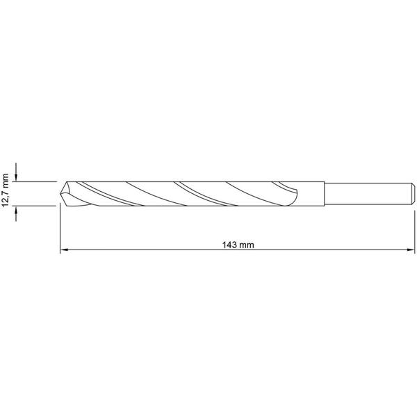 Imagem de Broca para Aço 1/2 polegada x 143 mm Tramontina em Aço Rápido HSS DIN 338 para Uso Doméstico