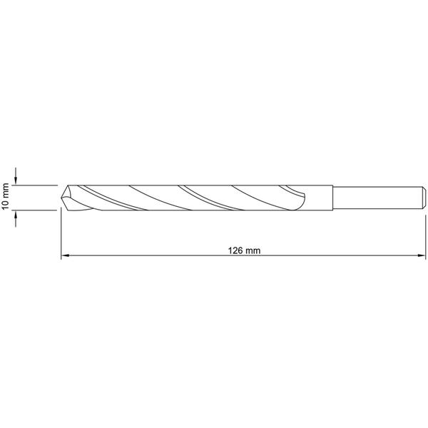 Imagem de Broca para Aço 10x126 mm Tramontina em Aço Rápido HSS DIN 338 para Uso Doméstico