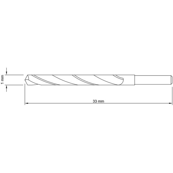 Imagem de Broca para Aço 1x33 mm Tramontina em Aço Rápido HSS DIN 338 para Uso Doméstico