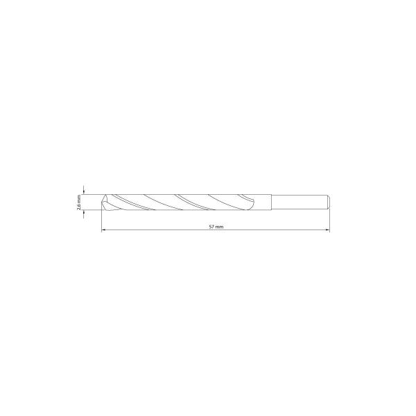 Imagem de Broca para Aço 2.6x57 mm Tramontina em Aço Rápido HSS DIN 338