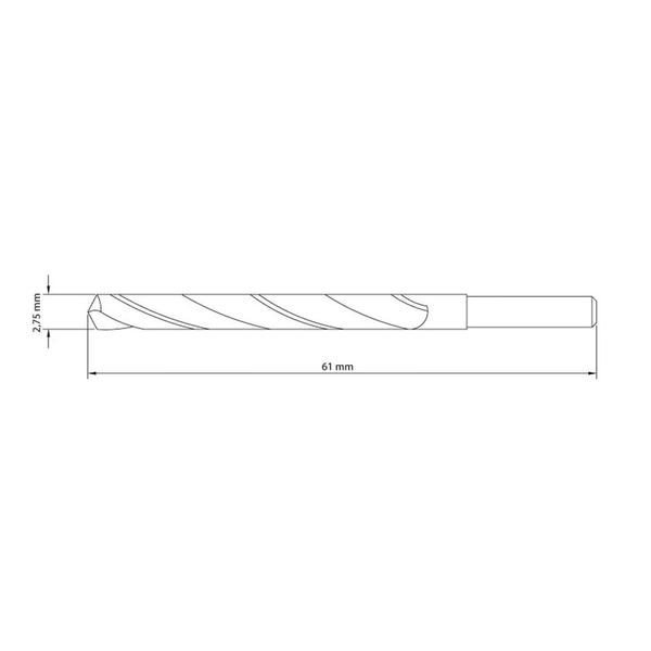 Imagem de Broca para Aço 2.75x61 mm Tramontina em Aço Rápido HSS DIN 338