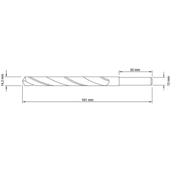 Imagem de Broca para Aço 9/16 polegada x 161 mm Tramontina em Aço Rápido HSS DIN 338 para Uso Doméstico