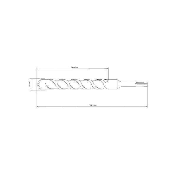 Imagem de Broca para Concreto 14x160 mm Tramontina em Aço Especial com Encaixe SDS Plus