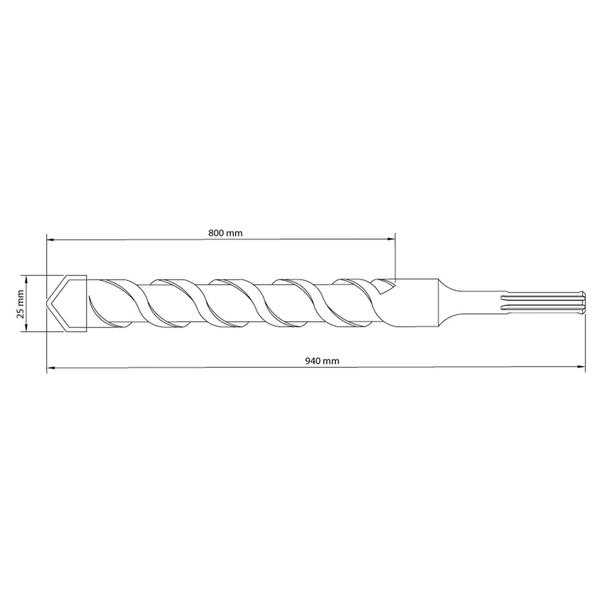 Imagem de Broca para Concreto 25x940mm Tramontina MASTER Aço Especial Encaixe SDS Max