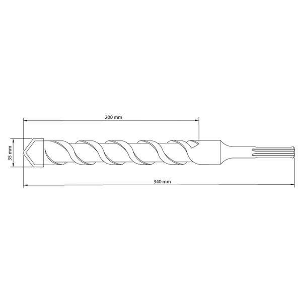 Imagem de Broca para Concreto 35x340mm Tramontina MASTER Aço Especial Encaixe SDS Max