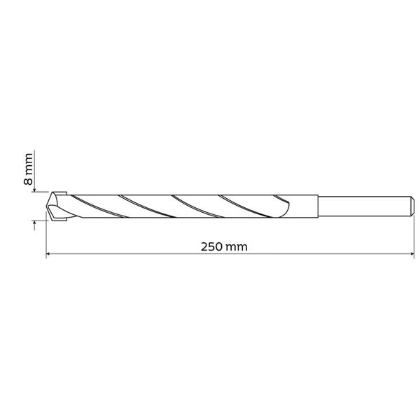 Imagem de Broca para Concreto Longa 8x250mm Tramontina MASTER Aço Carbono