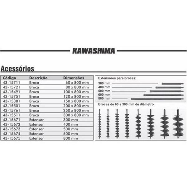 Imagem de Broca Para Perfurador Solo Kawashima 30 X 80Cm Espiral Duplo