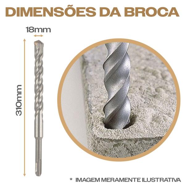 Imagem de Broca SDS Plus 18mm x 310mm para Concreto Martelete Eda