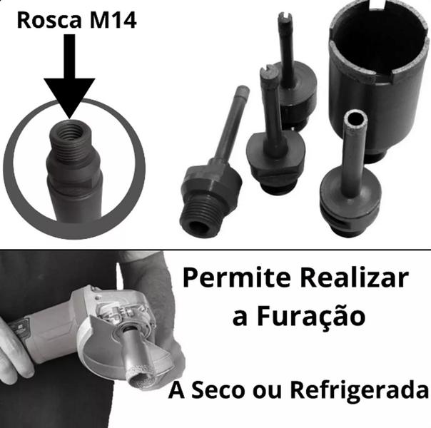 Imagem de Broca Serra Copo Diamantada Eletrolítica 32mm Rosca M14 Perfurar Cerâmica Vidro Mármore Porcelanato