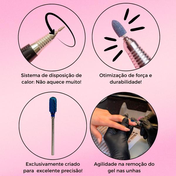 Imagem de Broca Tungstênio M-Blue Large Barrel Ball Corte Médio Manicure Unha Gel Alongamento Manicure Lixadeira Profissional 