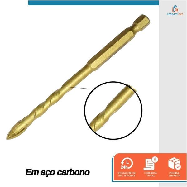 Imagem de Broca Tungstênio Starfer 6mm Vidro Ponta Cruz 1/4 Hex 2501341