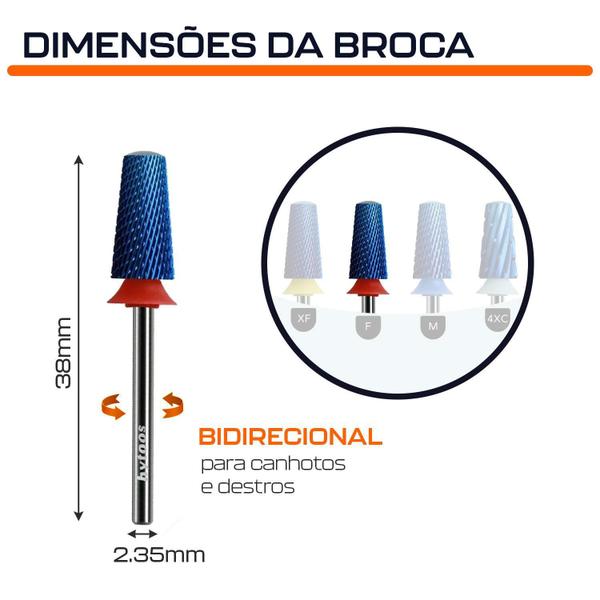 Imagem de Broca Tungstênio ul Cônica Topo Reto 5 Em 1 Fino Unha Gel