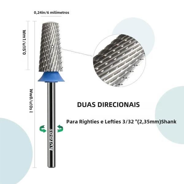 Imagem de Brocas Cônicas para Unhas 3/32" - Carboneto de Tungstênio para Lixadeira Elétrica