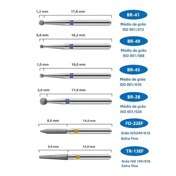 Imagem de Brocas de Diamante Dentais Super Grossas (10 Peças) - Haste de 1,6 mm