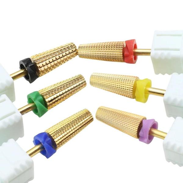 Imagem de Brocas De Unhas De Aço De Tungstênio Dourado 5 Em 1 Uso Manual Duplo Carboneto Multifuncional De