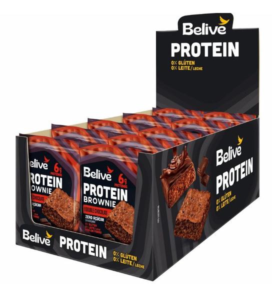 Imagem de Brownie 6g Protein Double Chocolate Zero Leite, Zero Glúten, Zero Açúcar Belive contendo 10 unidades de 40g cada