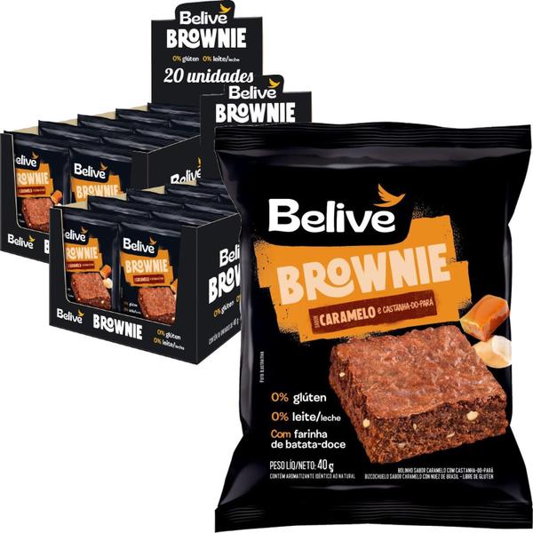 Brownie Caramelo E Castanha Pará Belive Sem Glúten 40G (20X) Imagem de Brownie Caramelo E Castanha Pará Belive Sem Glúten 40G (20X)