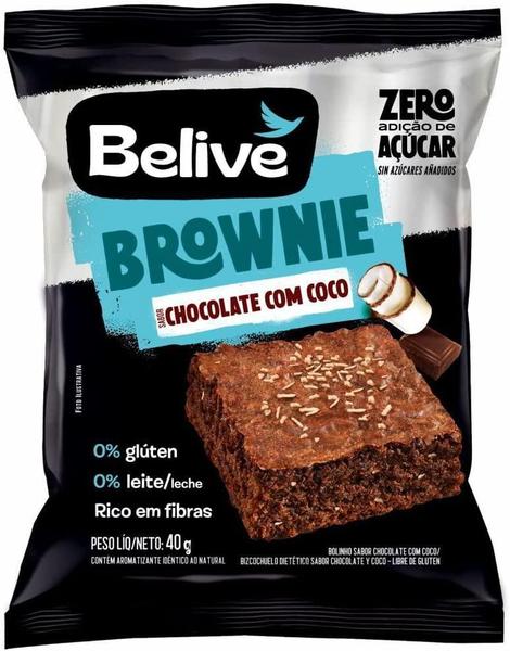 Brownie Chocolate Coco Zero Belive Sem Gluten 40G (20 Und) Imagem de Brownie Chocolate Coco Zero Belive Sem Gluten 40G (20 Und)