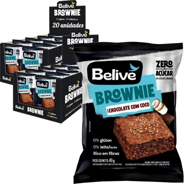Brownie Chocolate Coco Zero Belive Sem Gluten 40G (20 Und) Imagem de Brownie Chocolate Coco Zero Belive Sem Gluten 40G (20 Und)