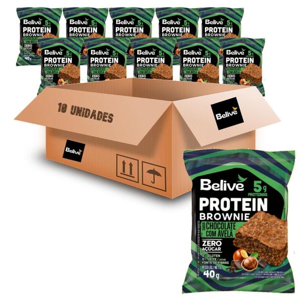 Imagem de Brownie Protein Chocolate Com Avelã Belive 40G (10 Unidades)