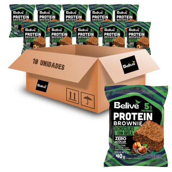 Brownie Protein Chocolate Com Avelã Belive 40G (10 Unidades) Imagem de Brownie Protein Chocolate Com Avelã Belive 40G (10 Unidades)
