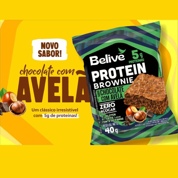 Brownie Protein Chocolate Com Avelã Belive 40G (10 Unidades) Imagem de Brownie Protein Chocolate Com Avelã Belive 40G (10 Unidades)