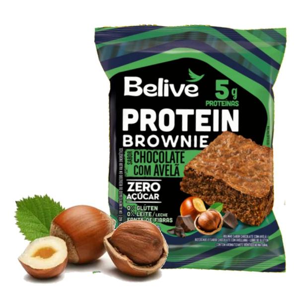 Brownie Protein Chocolate Com Avelã Belive 40G (10 Unidades) Imagem de Brownie Protein Chocolate Com Avelã Belive 40G (10 Unidades)
