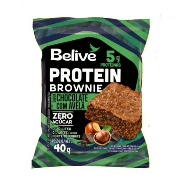 Brownie Protein Chocolate Com Avelã Belive 40G (10 Unidades) Imagem de Brownie Protein Chocolate Com Avelã Belive 40G (10 Unidades)