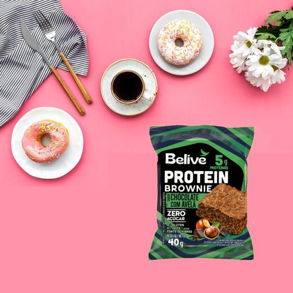 Brownie Protein Chocolate Com Avelã Belive 40G (10 Unidades) Imagem de Brownie Protein Chocolate Com Avelã Belive 40G (10 Unidades)