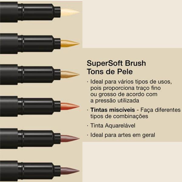 Imagem de Brush Pen FABER CASTELL SuperSoft Ponta Pincel 6 Cor De Pele