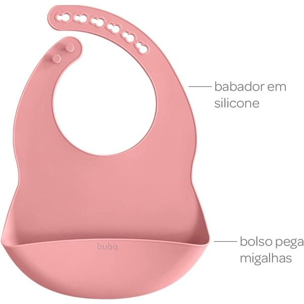 Imagem de Buba Babador Pega-Migalhas Em Silicone Rosa (7908103756400)