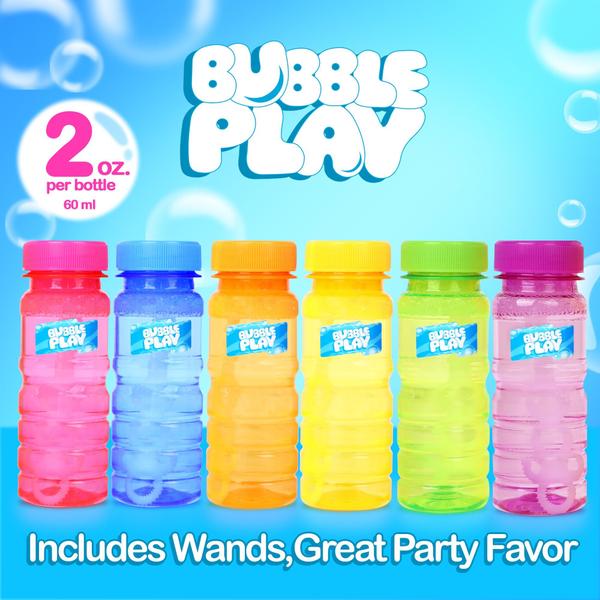 Imagem de Bubble Bottles BubblePlay, 4 onças, pacote com 36, com varinha de bolhas de 5 furos