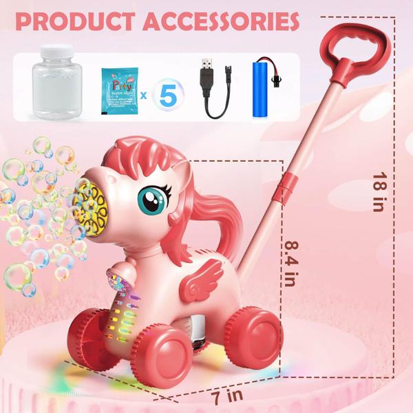 Imagem de Bubble Lawn Mower Chridark Unicorn para crianças de 3 a 5 anos