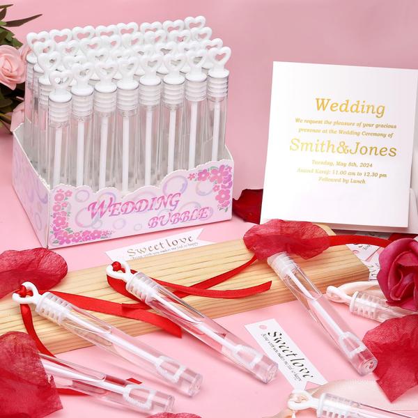 Imagem de Bubble Wands JASNKKONT Wedding Bulk 32 unidades de blusa de coração branca