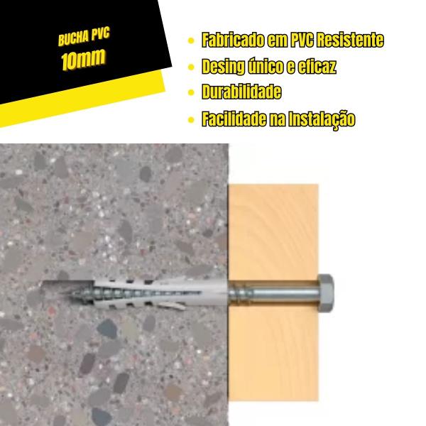 Imagem de Bucha 10mm S/ Parafuso Parede Tijolo PVC 500und